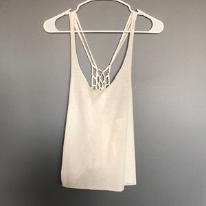 Poof! Super Cool White/OffWhite Tank, Size Small